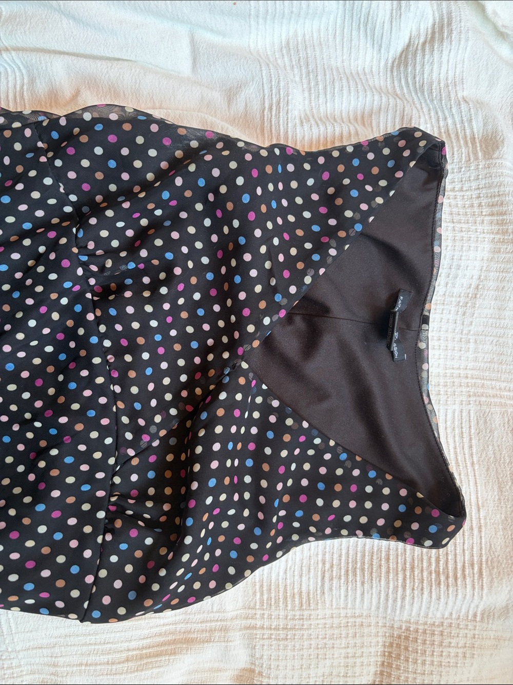 Sleeveless Black Dress with multicolor polka dots - Picture 2 of 6